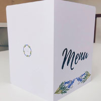 Identidade visual e papelaria para casamento - Menu (frente)